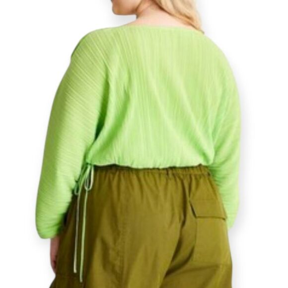 Feature Collective W/ Gabriella Lime Green Croissant Sleeve Top Sz.1x EUC - Picture 2 of 7
